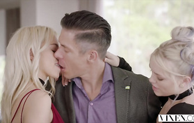 Two Delightful Teenage Babes Share One Big Dick