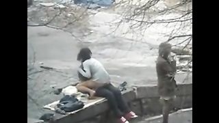 Outdoor Public Sex While Their BFF Watch Their Six