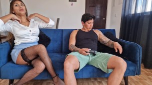 I Surprise My Stepmother With A Blowjob While She Rests On My Legs