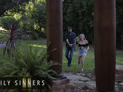 Blonde Chick Gives Messy BJ To Her Step Uncle And Fucks On His Bed