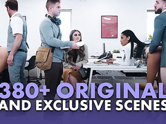 Busty Brunette MILF & Her Cute Slim Stepdaughter Get Free Used By Gi Joey During The Housecleaning