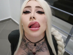 Sexy Curvy Busty Blonde Bombshell Gives A Stranger Unforgettable Blowjob In The Elevator