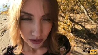 Outdoor Blowjob And Cum In Mouth!   Sweet Teen Doing Blowjob On The Beach.