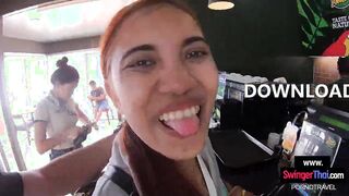 Coffee Shop Public Blowjob And Big  Cock Ride For This Asian Euro Amateur Couple