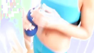 Gagged Blonde Pedaling A Bicycle With A Dildo Seat