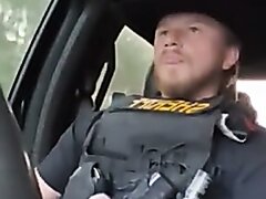 Sheriff Jerking Big Cock & Cumming Inside Patrol Car