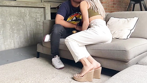 Lovely Fit Blonde Cutie Enjoys Gonzo Sex On The Sofa With Her Brother In0law