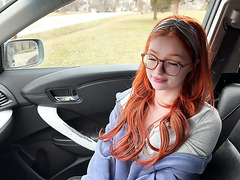 My Slim Buxom Nerdy Redhead GF Sucks My BBC & Grants Me Great Sex In The Car During Our 1 St Date