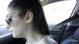 Having Extreme Appetite For Cum Slutty GF Ashly Anderson Gives Head In The Car