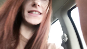 Ginger Amateur Girl Masturbates In The Car