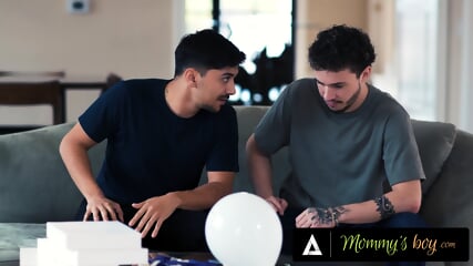 MOMMY'S BOY   Pervert Boys Only Help Busty Stepmom Pristine Edge To Peek Under Her Skirt! THREESOME