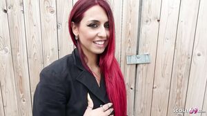 GERMAN SCOUT   Big Saggy Tits Redhead Teen Dani Luve Pickup And Casting Fuck