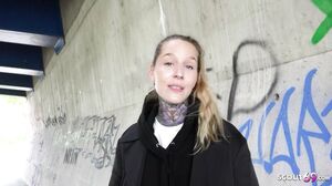 GERMAN SCOUT   Crazy German Tattoo Model Lisa Rocketcock Pickup For Casting Fuck