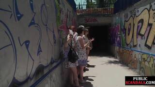 Pathetic Babe Publicly Fucked And Pissed In Group Sex