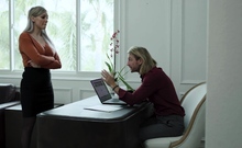 A Super Sexy Brunette Massages Her Big Boobs