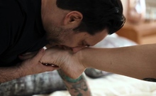 A Super Sexy Brunette Massages Her Big Boobs