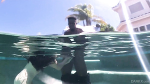 Japanese Fucks Big Black Dick On The Pool