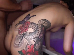 Slim Inked Japanese Babe Has Fun With 2 Guys Who Toy And Fuck Her Pussy After Wet Cunni Foreplay