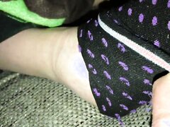 Remove Socks On Sleeping Amateur Milf Dry Dirty Feet