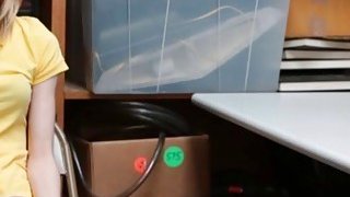 Tiny Tits Thief Screwed By LP Officer In The Back Office