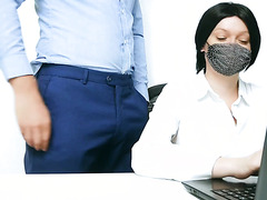 Mature Office Lady Indulges In Footjob, Titjob And Doggystyle In The Office.