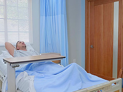 Buxom Platinum Blonde Nurse Julie Cash Gets Cum In Mouth At The Office