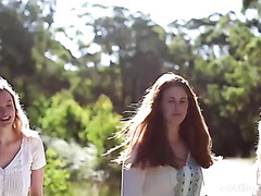 Aussie Ladies Doing Group Nude Yoga In The Outdoors