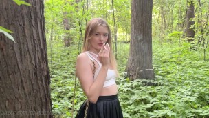 Beautiful Smoking Babe In The Forest Was Fucked In Ass And Pissed In Her Mouth