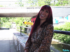 Redhead Lady Gives Him An Outdoor Blowjob For Money