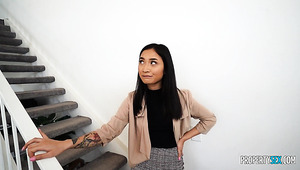 Repairman Fucks The Petite Asian Landlady With His Big White Cock