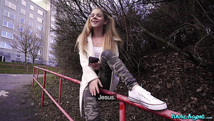 Slim Teen With Ponytails Pleases A Stranger With Outdoor BJ And Lets Him Fuck Her In A Hallway