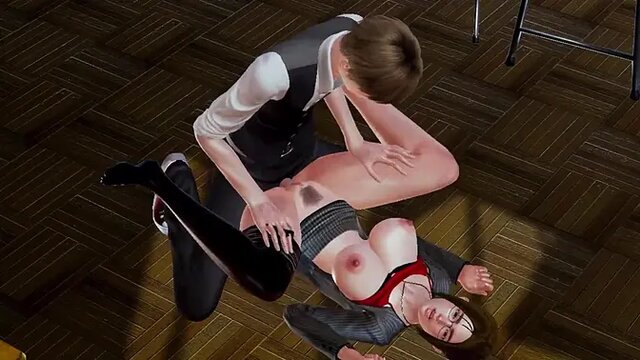 3D AI Generated Massive Titted Teacher Gets A Rough Blowjob From A Student