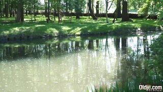 Tiny Teen Golden Haired Takes Old Chap Jock In Her Juicy Snatch Aperture