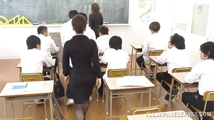 Teacher And Helper Milk Cock