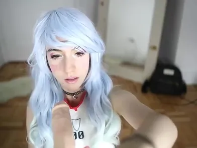 Blue Haired Solo Teen Sucking Dildo On Webcam