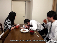 Jap Whore Wife Risa Kurokawa Fucks Wasted Husband’s Coworker In Front Of Him